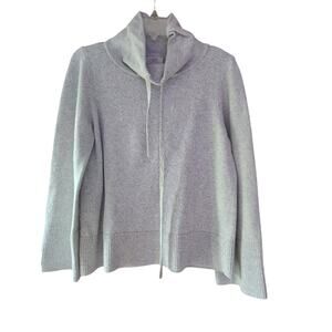 LOFT Heather Gray Cowl Neck Knit Sweater with Wide Sleeves